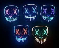Amazon.com: Acid Tactical LED Halloween Mask Purge EL Wire 2 COLOR Party LED Glow Light up Mask (Red/White) : Clothing, Shoes & Jewelry