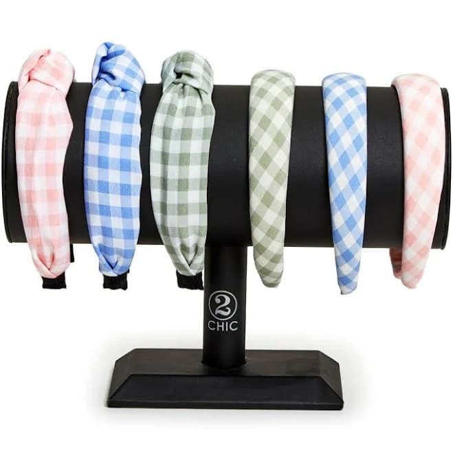 Two's Company Pastel Gingham Fabric Headband