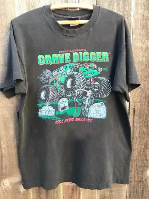 90s Grave Digger Monster Truck Unisex Tshirt Charcoal Tee Classic