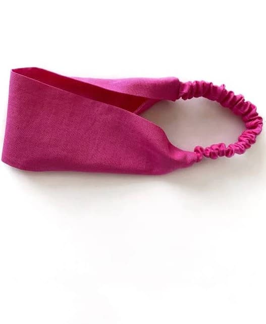 Riverminami Women's Handmade Linen Stretchy Wide Headband