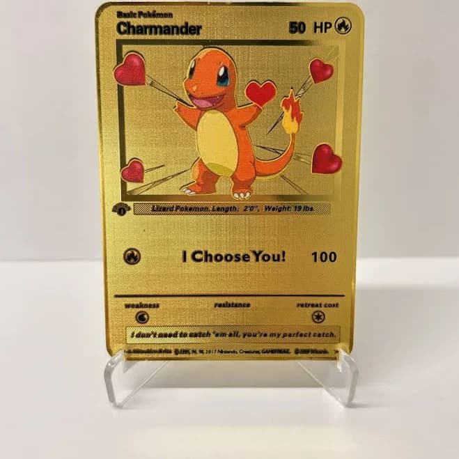 Charmander Gold Metal Pokémon Card-Collectible Gift Display