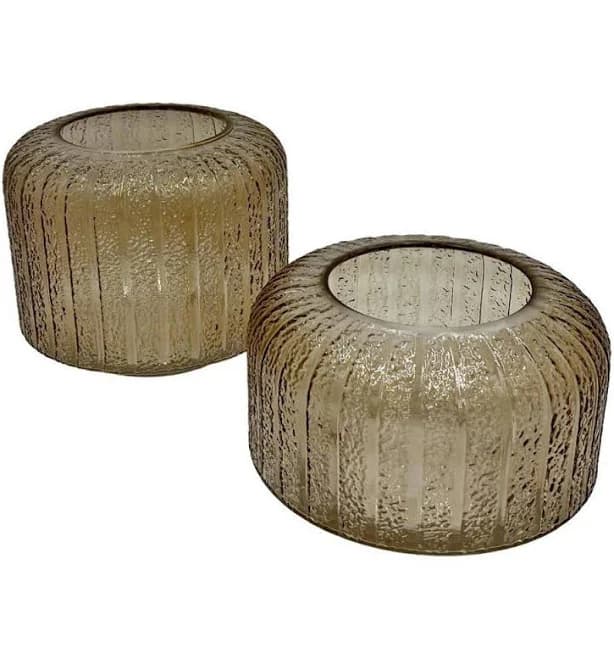 Brown 7 in. and 5 in. Decorative Cylinder Ribbed Glass Vase Set of 2