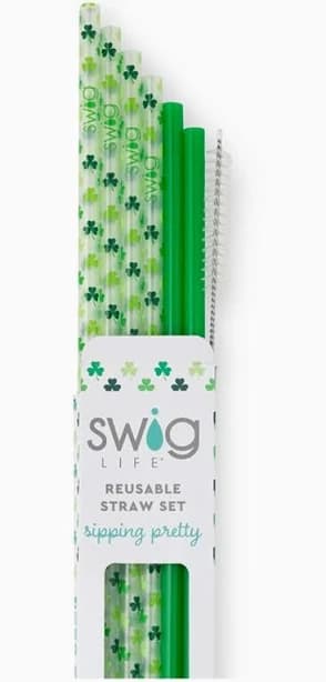 Swig Life Pinch Proof + Green Reusable Straw Set