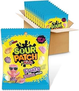 SOUR PATCH KIDS Fruits Tropical Mix Soft & Chewy Gummy Candy, Bulk Candy, 12-3.08 oz Bags