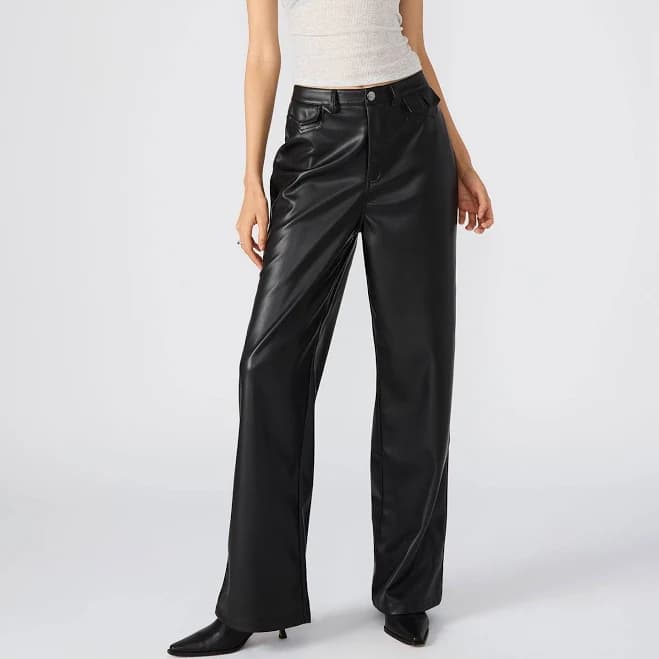 Steve Madden Women's Geraldine Mid-Rise Bootcut Faux Leather Pants