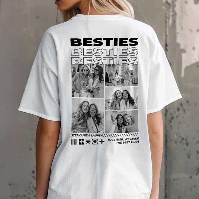 Custom T-Shirt with Photos & Name Gift for Friend