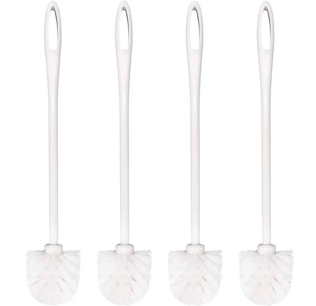 White Soft Bristle Long Handle Toilet Brush and Holder