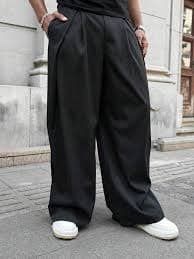 Manfinity Roghcode Men's Niche Design Multi-Panel Fake Two-Piece Loose Japanese Dark Oversized Wide-Leg Pants Boyfriend Gift Solid Color Long Oversized Pure Black Pants For Husband | SHEIN