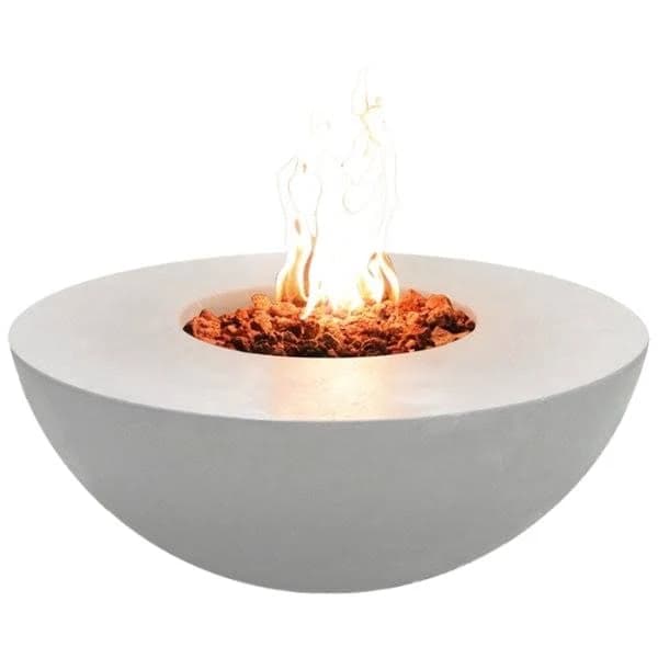 FlameCrafters Twilight Gas Fire Bowl Pit FCT-001, Marble White, Natural Gas, Free Black Lava Rocks (Small) & Free Waterproof Cover