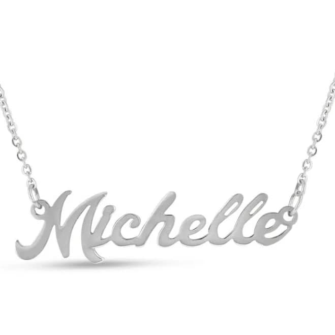 SuperJeweler Michelle Nameplate Silver Necklace