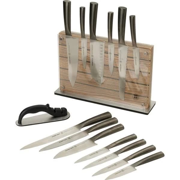 SCHMIDT BROTHERS CUTLERY Shiplap 15-Piece Knife Block Set Natural Acacia