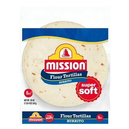 Mission Super Soft Flour Tortillas Burrito Size 8 Count (Pack of 2)