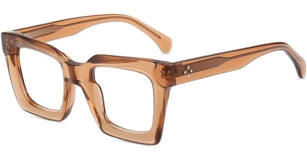 Firmoo Clear Brown Square Prescription Glasses Frame AC18168