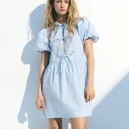 H&M Ladies Tie-Front Poplin Dress