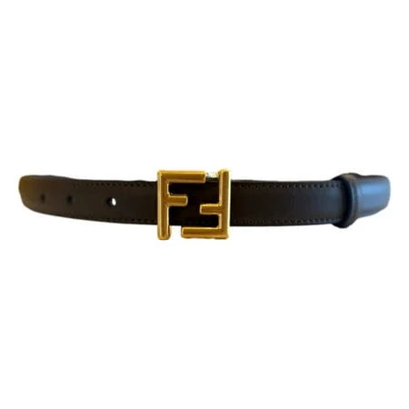 Fendi Women's FF Calfskin Leather Belt with Gold Buckle