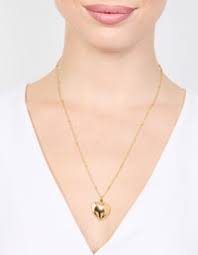 Gold Puffy Heart Ball Chain Pendant Necklace - Lovisa