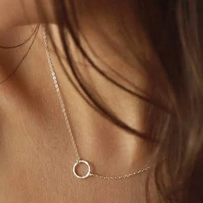 Karma and Circle Hammered Ring Necklace