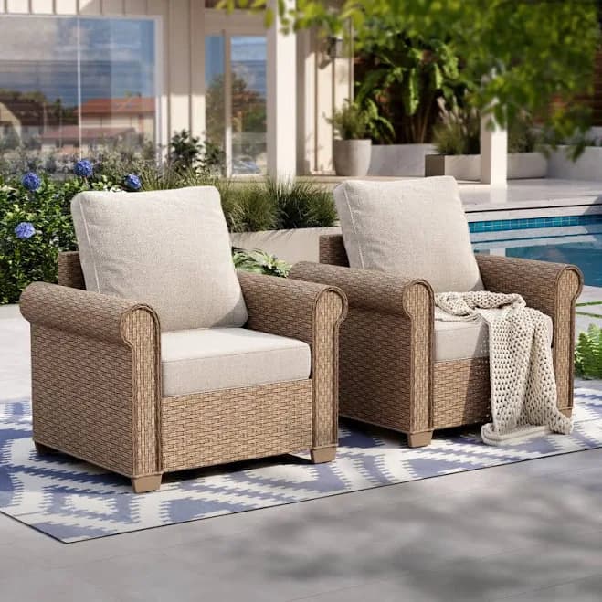 Outdoor Patio Rattan Armchair Alphamarts Cushion