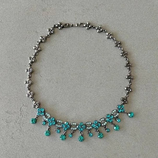 Women's Rhinestone Fringe Choker Necklace