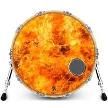 22" Custom Bass Drum Head with 4" Port Ring - On Fire