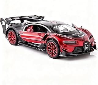 Bugatti Vision GT Supercar 1/32 Zinc Alloy Die Casting Pull Back Car Model Toy Sound and Light for Boy Girl Gift （red）