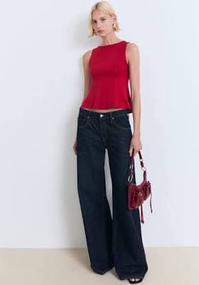 Woman MANGO seam detail sleeveless Peplum top