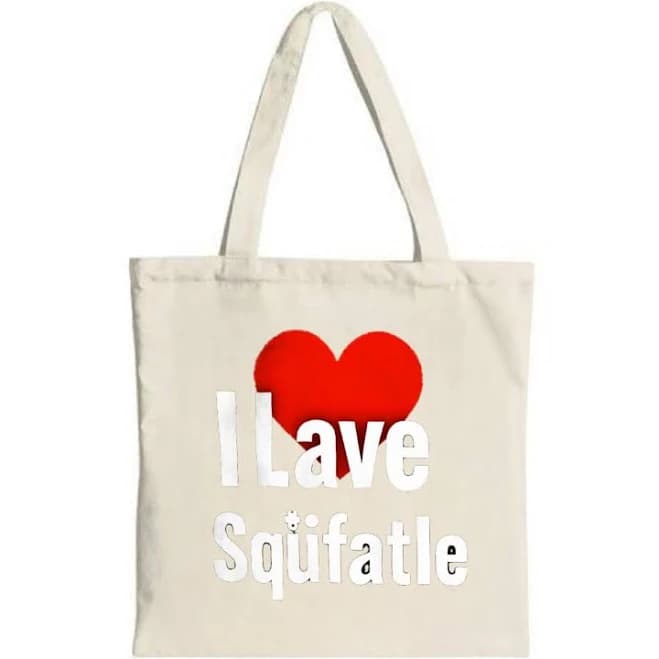 Cream Canvas Tote Bag With Large Red Heart & ' I Love ' In Bold White
