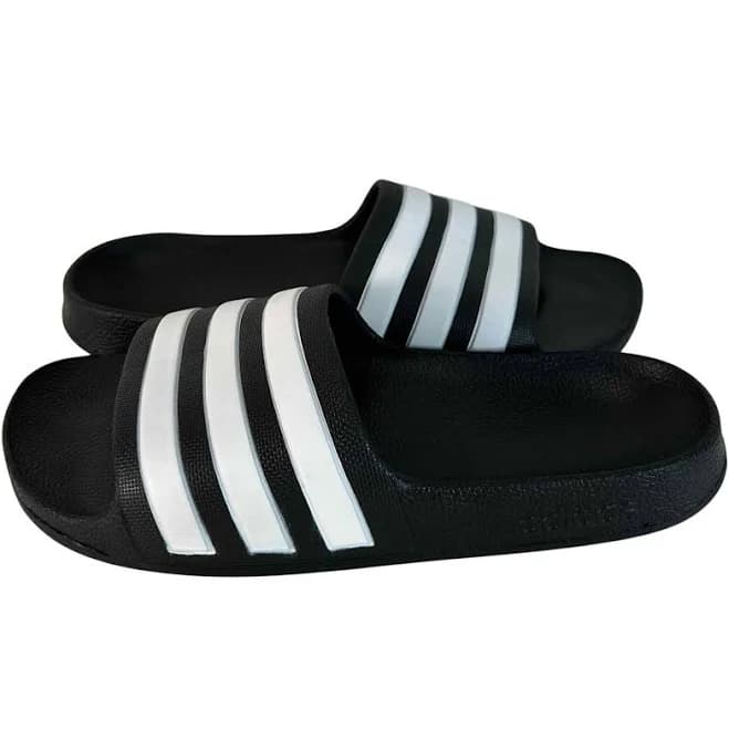 Adidas Adilette Slides Black White Three Stripe Mens Sandals Us Size 6