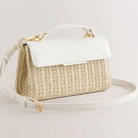 Women's Raffia-effect Top Handle Bag