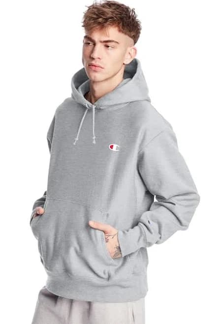 Champion Reverse Weave Pullover Hoodie, C Logo Oxford Grey / S