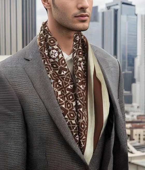 ScarvesByEllen Men's Geometric Print Silk Twill Shawl
