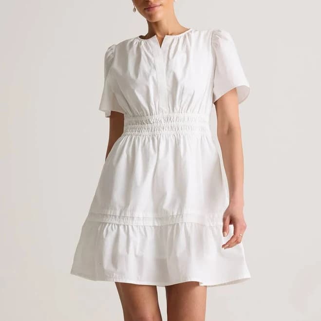 Quince Women's Organic Cotton Poplin Tiered Mini Dress