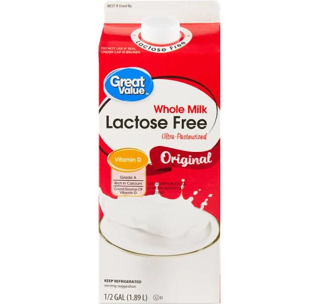Great Value Lactose Free Whole Vitamin D Milk, Half Gallon, 64 fl oz, Yellow
