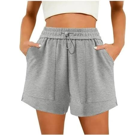 Women's Casual Drawstring Elastic Waist Wide Leg Shorts with Pockets
