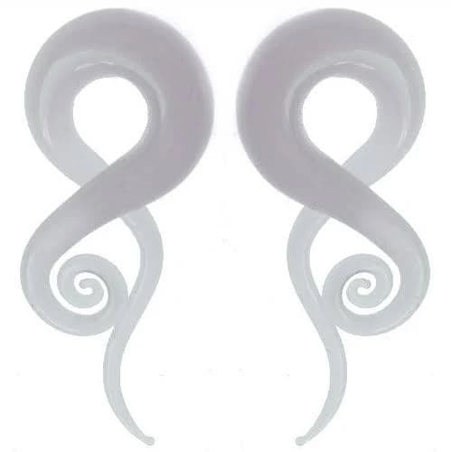 White Opalite Glass Spiral Ear Taper Hanger