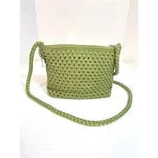 Lina Vintage Y2K Lime Green Crocheted Shoulder Bag with Braided Strap