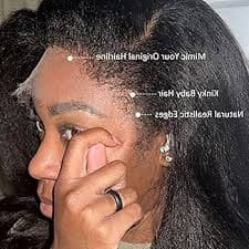 Amazon.com : Kinky Edges Curly Baby Hair Yaki Straight Real Skinlike HD 13X6 Lace Frontal Human Hair Wig with Bleached Kinky Straight Invisible HD Lace Human Hair Wigs Melt Skins Pre Plucked