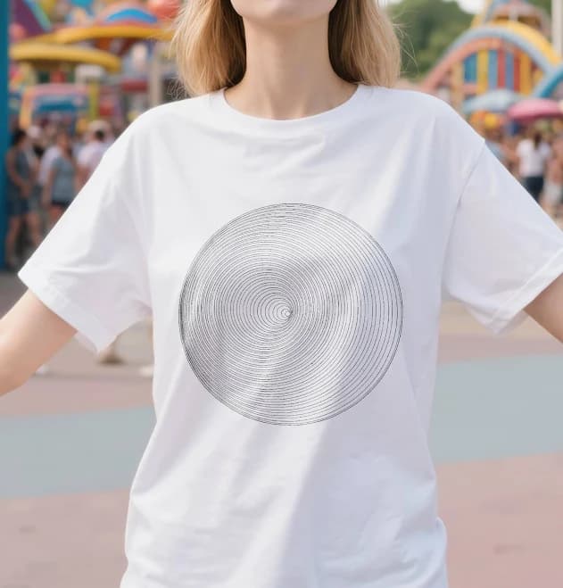 Cocentric--&-White-Circles-Optical-Illusion----T-Shirt Comfy Cotton Top Womenswear