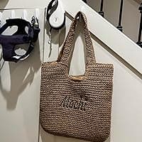 Amazon.com: Ulico Personalized Straw Beach Bags for Women, Large Tote Bag with Embroidered Name， Lightweight Foldable Shoulder Bag, Beach Accessories for Holiday,Travel,Vacation : Clothing, Shoes & Jewelry