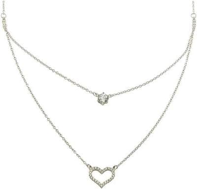 Double Chain Heart Necklace with CZ