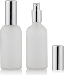 Empty Frosted Glass Spray Bottle 3.4oz, Perfume Atomizer, Fine Mist Spray (2 PACK)