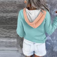 Htigea Drawstring Hoodies for Women Button Down Long Sleeve Pullover Casual Hooded Sweatshirts with Pockets Sky Blue L - Walmart.com