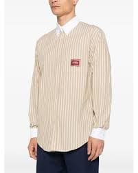 Drole de Monsieur Men's Natural La Chemise Pinstripes Shirt