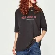 Zara | Tops | Zara Graphic Tee With Cut Out Detail | Poshmark