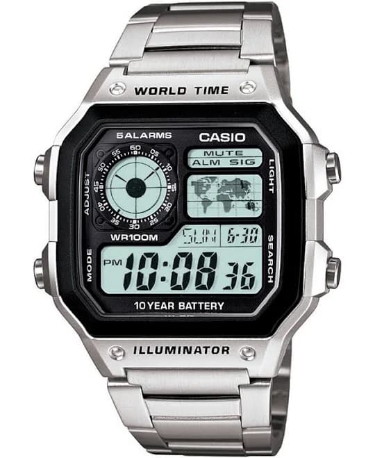 Casio Digital Vintage Stainless Steel Bracelet Watch