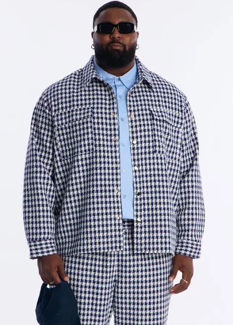 Fashion Nova Men's Ludlow Checkered Long Sleeve Button Up Shirt