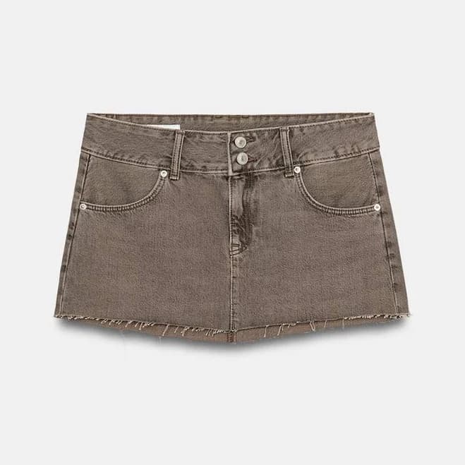 Zara Trf Colored Denim Mini Skirt