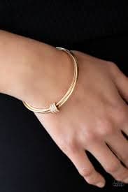 Paparazzi Bracelet ~ Roll Out The Rhinestones - Gold – Paparazzi Jewelry | Online Store | DebsJewelryShop.com