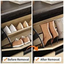 Garvee Shoe Cabinet Storage for Entryway Narrow Shoe Organizers with 4 Flip Drawers Freestanding with Metal Legs Large Shoe Rack with 3 Tiers Adjustable Shelves for Hallway in the Shoe Storage department