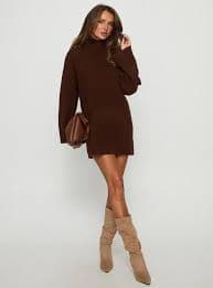 Sonelle Knit Mini Dress Chocolate | Princess Polly